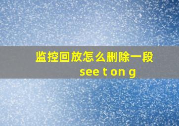 监控回放怎么删除一段see t on g